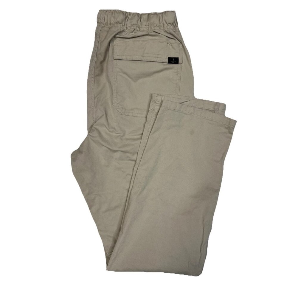 prAna Organic Cotton Standard Fit Pants Men M Khaki Elastic‎ Waist